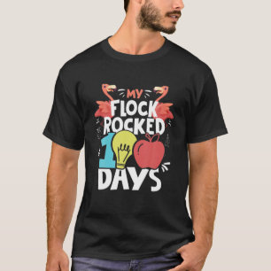 My Flock Rocked 100 Days Flamingo Teacher Funny Sc T-Shirt