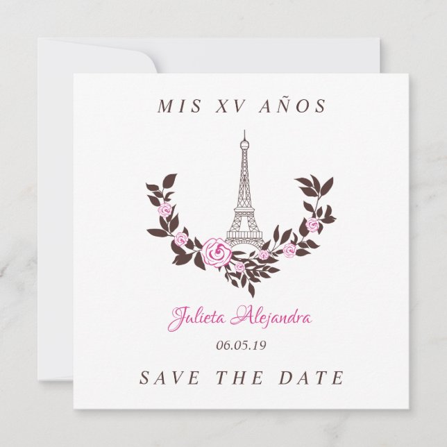 My Floral Paris Rose Spanish Quince Years Thank You Card (Front)