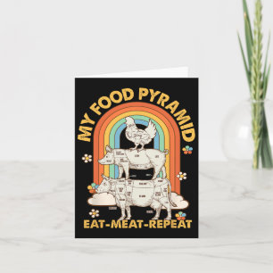 My Food Pyramid Eat Meat Repeat Retro Vintage Bbq Card