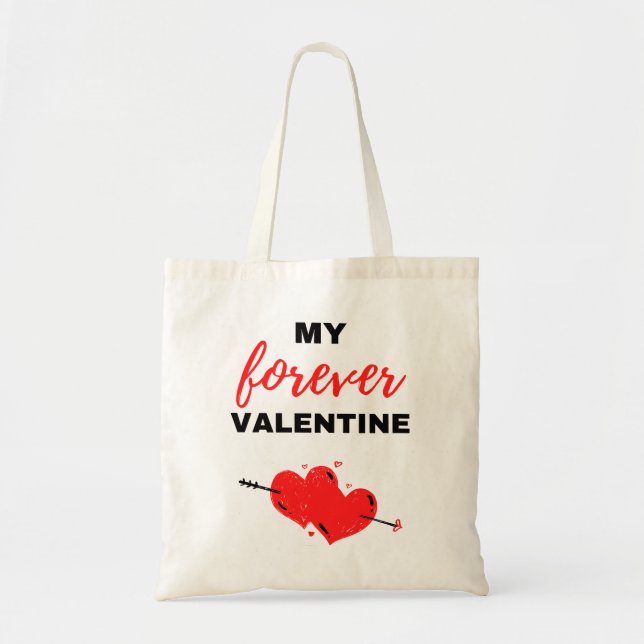 My Forever Valentine Black Tote Bag (Front)