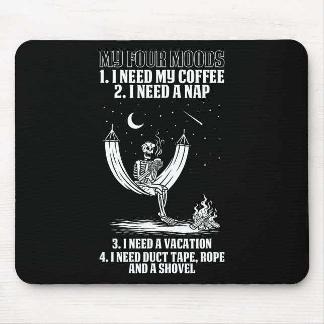 My Four Moods Halloween Costume Skeleton Drinking  Mouse Mat (Front)