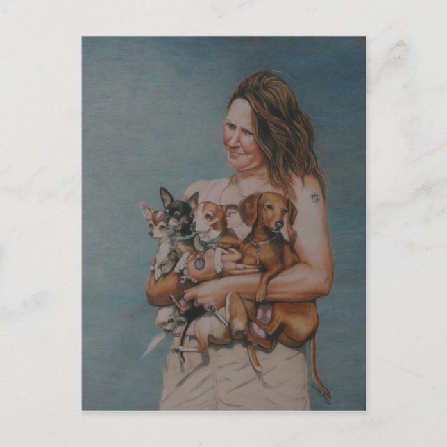 My Four Rescues Art Post Card (Front)