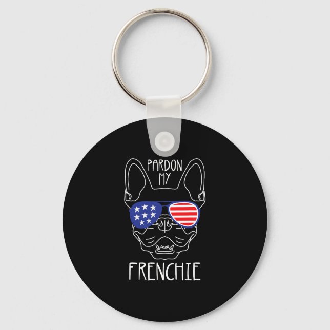 My Frenchie - Fun French Bulldog Usa Flag  Key Ring (Front)