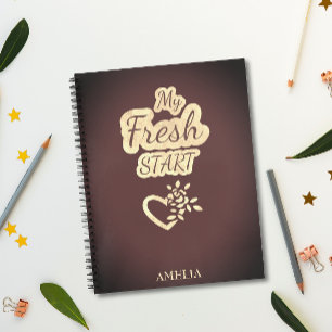 My Fresh Start modern trendy Wine Red and Beige Notebook