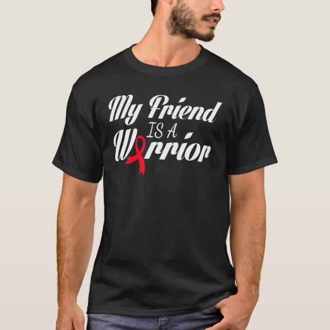 My Friend Is A Warrior Red Ribbon Stroke Awareness T-Shirt (Front)