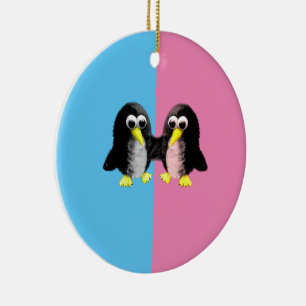 My friend the penguin , gender reveal party  ceramic tree decoration