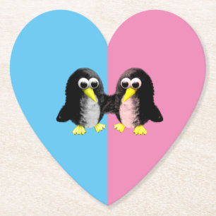 My friend the penguin , gender reveal party paper coaster
