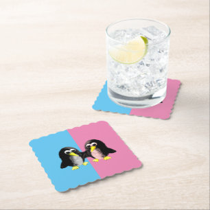 My friend the penguin , gender reveal party paper  paper coaster
