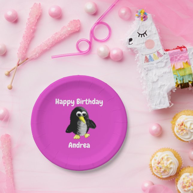 My friend the penguin ,Personalised  for kids  Paper Plate (Party)