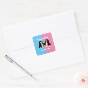 My friend the penguin ,Personalised  for Twins  Square Sticker