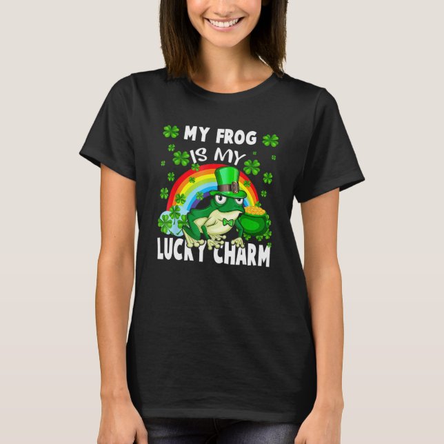 My Frog Is My Lucky Charm Happy St Patricks Day T-Shirt (Front)