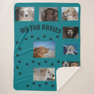 My Fur Babies Turquoise 8 photos Sherpa Blanket