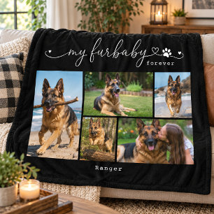 My Furbaby Forever Black Pet Five Photo Keepsake Fleece Blanket