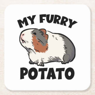 My furry potato guinea pig square paper coaster