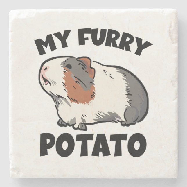 My furry potato guinea pig stone coaster (Front)