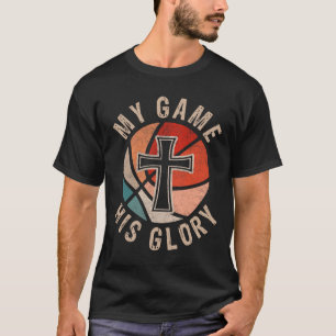 My Game His Glory Sketll Faith Cross  T-Shirt
