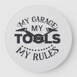 My Garage My Rules Large Clock