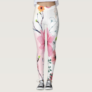 My Garden Flowers (watercolor technique) Leggings