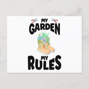 My Garden My Rules Rubber Boots Garden Postcard
