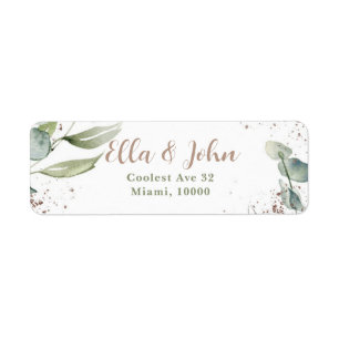 My gentle address label elegant greenery