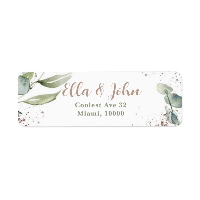 My gentle address label elegant greenery (Front)