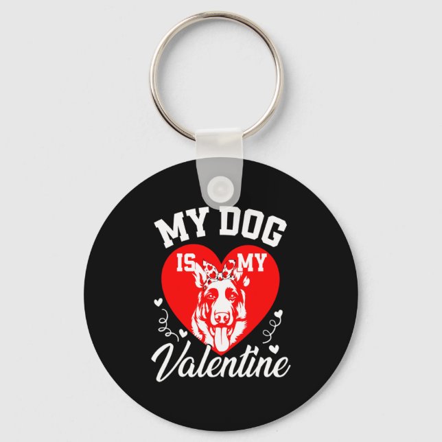 My German Shepherd Is My Valentine Dog Lover Valen Key Ring (Front)