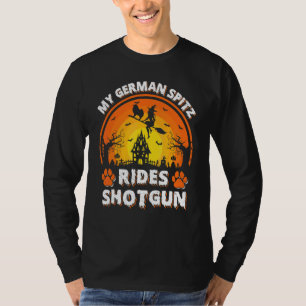 My German Spitz Dog Ride Witch Shotgun Halloween T-Shirt
