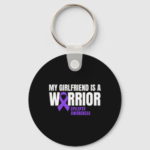 My Girlfriend is a Warrior Epilepsy Awareness Purp Key Ring