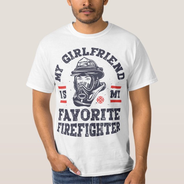 My Girlfriend Is My Favorite Firefighter Funny Boy T-Shirt (Front)