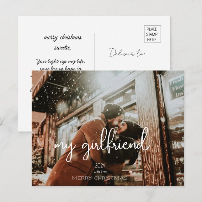 My Girlfriend Merry Christmas Holiday Wishes Photo Postcard (Front/Back)