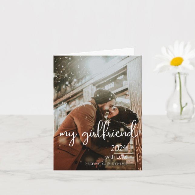 My Girlfriend Merry Christmas Wishes Holiday Photo Card (Small Plant)