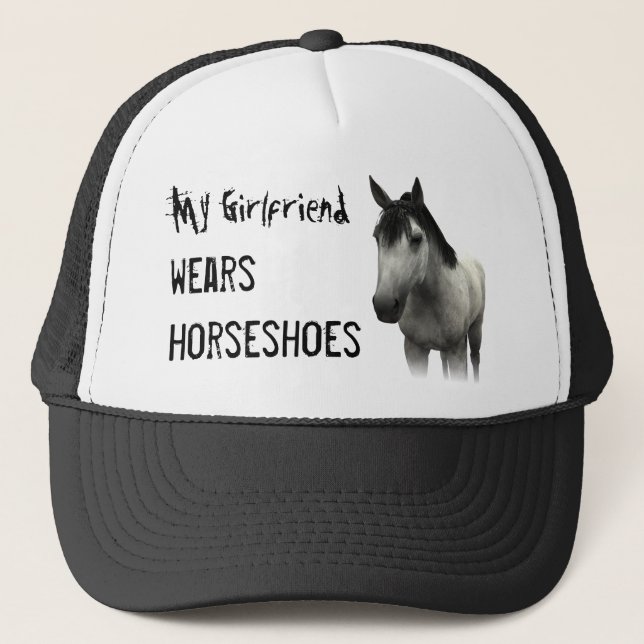 My Girlfriend Wears Horseshoes - Grey Trucker Hat (Front)