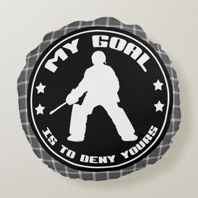My Goal Field Hockey Goalie Quote Round Pillow (Back)