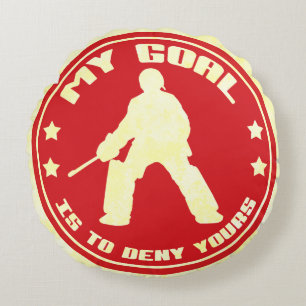 My Goal, Field Hockey Goalie Round Pillow, red Round Cushion