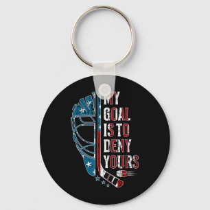 My Goal Is To Deny Yours Funny Ice Hockey Goalie U Key Ring