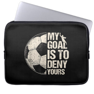 My Goal Is To Deny Yours Soccer Goalie Distressed  Laptop Sleeve