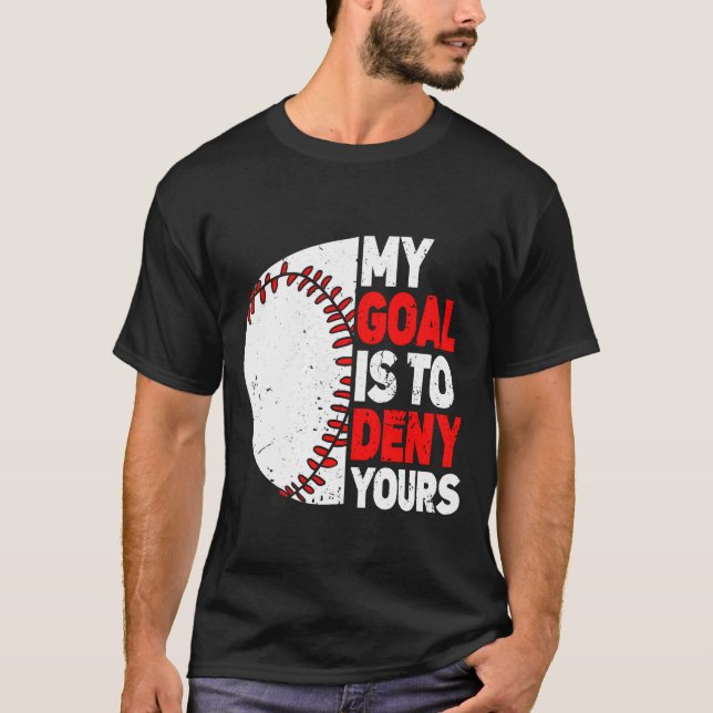 My Goal Iso Deny Yours BatandBall Sports boy T-Shirt (Front)