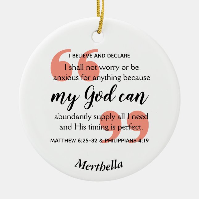MY GOD CAN Christian Prayer Ceramic Tree Decoration (Front)