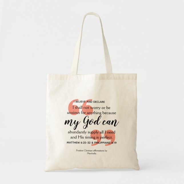 MY GOD CAN Positive Christian Affirmation Tote Bag (Front)