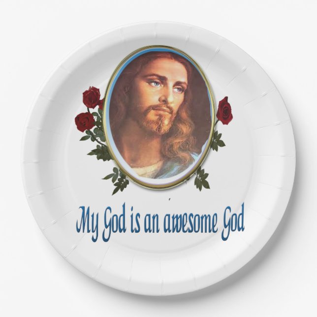 My God is a awesome God Bible verse Paper Plate (Front)