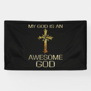 My God Is An Awesome God Christian Religious Banner