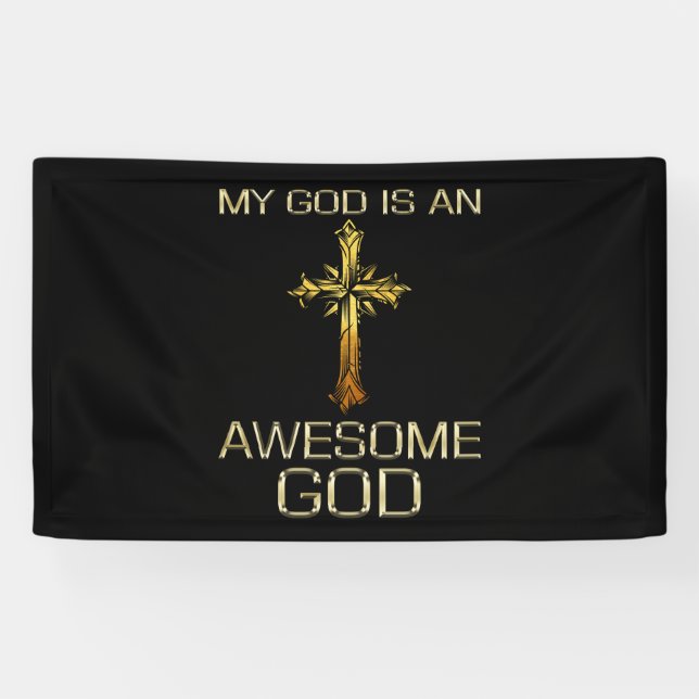 My God Is An Awesome God Christian Religious Banner (Horizontal)