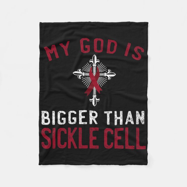 My God Is Bigger Than Sickle Cell Awareness Ribbon Fleece Blanket (Front)