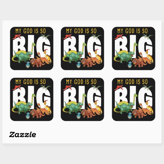 My GOD is So Big – Christian Faith Dinosaur Square Sticker (Sheet)