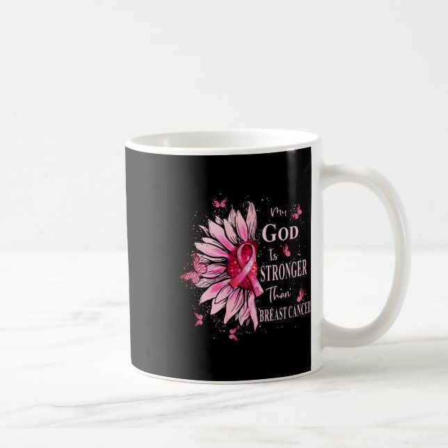 My God Is Stronger Than Breast Cancer Awareness Ch Coffee Mug (Right)