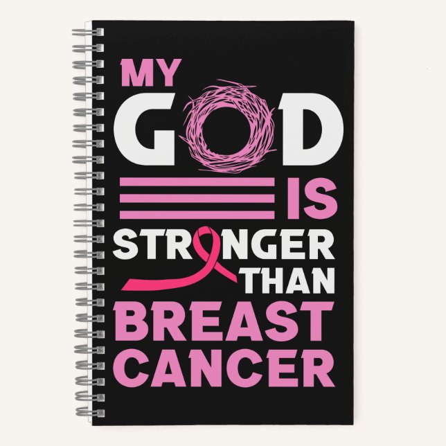My God is Stronger than Breast Cancer Awareness Notebook (Front)