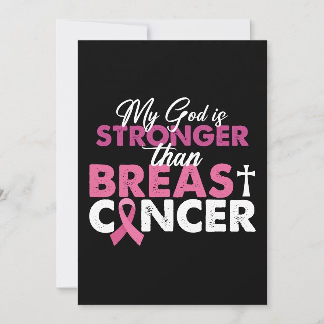 My God Is Stronger Than Breast Cancer Christian  Invitation (Front)