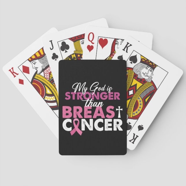 My God Is Stronger Than Breast Cancer Christian  Playing Cards (Back)