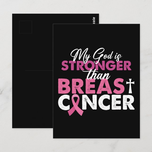 My God Is Stronger Than Breast Cancer Christian  Postcard (Front/Back)