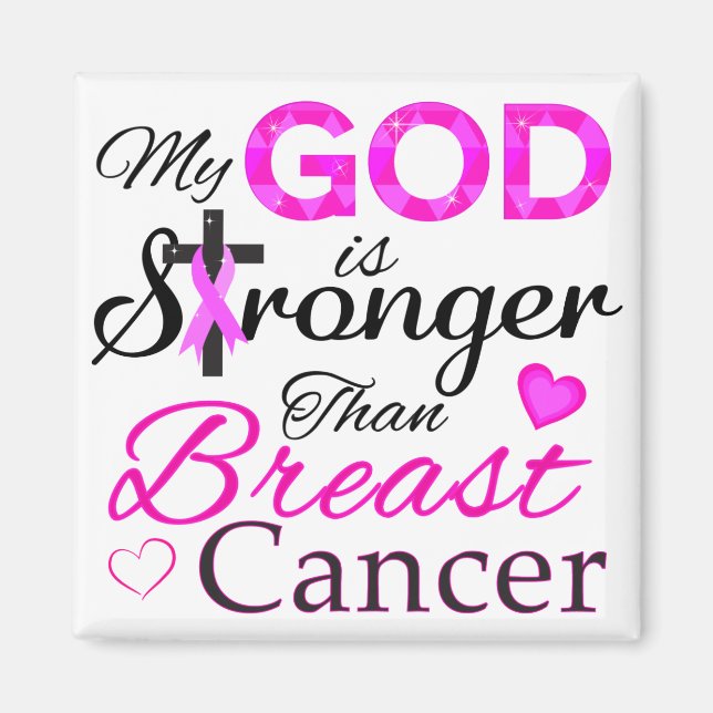 My GOD is Stronger Than Breast Cancer Magnet (Front)